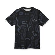 Abstract Black Pattern Tee — Adiro Logo All-Over Print T-Shirt