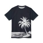 Palm Beach Black Tee – Tropical Palm Tree Graphic T‑Shirt