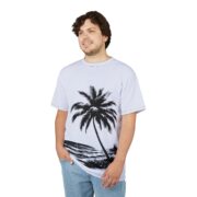 Palm Beach Scene T‑Shirt — Monochrome Tropical Beach Tee - Image 3