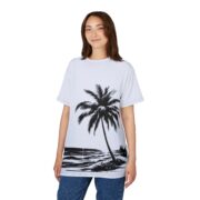 Palm Beach Scene T‑Shirt — Monochrome Tropical Beach Tee - Image 4